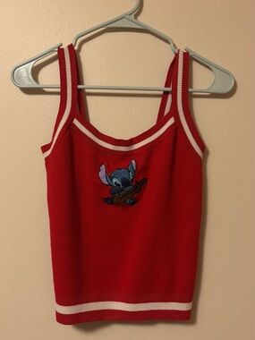 Disney Lilo & Stitch Ukulele Red Knit Tank Top
